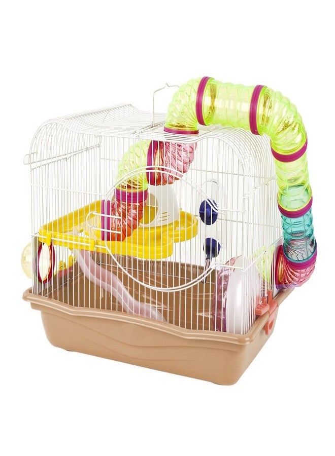 سايج سكوير بيت لعب/قفص للهامستر/القزم/الجرذ/الفأر - مع أرضية إضافية، وعجلة تمرين، وزجاجة ماء، ومخبأ، وصينية طعام - Image 3